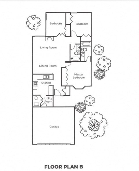 Floor plan for 2 beds, 2.5 baths, 1100 sqft